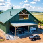 Large Green Steel Barn