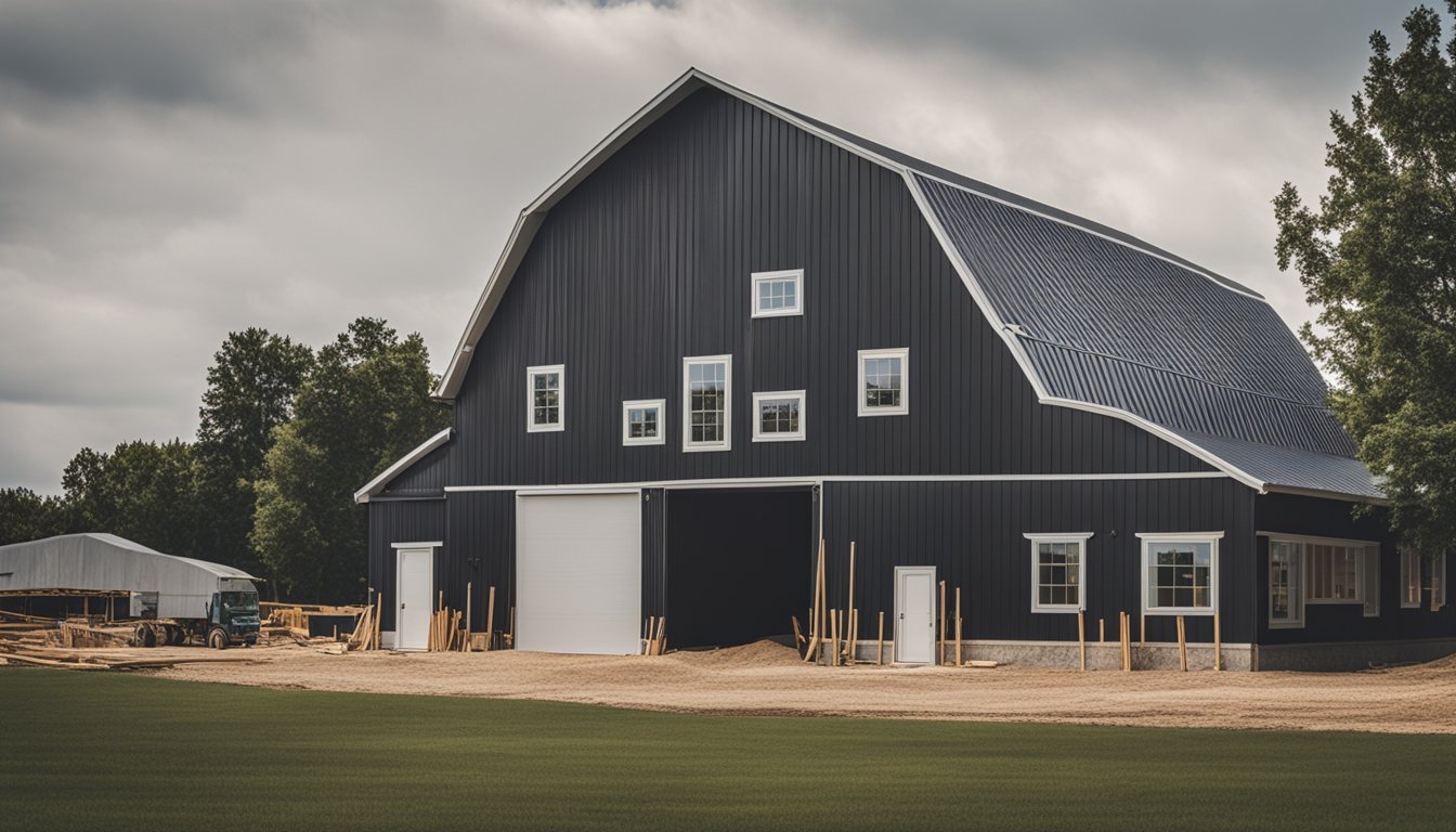 A barn being constructed in Norfolk County, featuring efficient insulation solutions with thoughtful design features